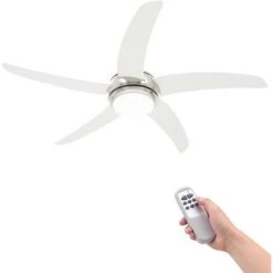 Ventilateur De Plafond Orné Avec Lampe 128 Cm Blanc VidaXL