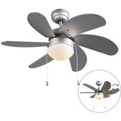 QAZQA Fresh - Ventilateur De Plafond Moderne - 1 Lumière - Ø 800 Mm - Gris - Moderne - Éclairage Intérieur - Salon I Chambre I Cuisine I Salle à Manger - Gris