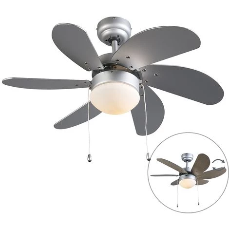 QAZQA Fresh - Ventilateur De Plafond Moderne - 1 Lumière - Ø 800 Mm - Gris - Moderne - Éclairage Intérieur - Salon I Chambre I Cuisine I Salle à Manger - Gris
