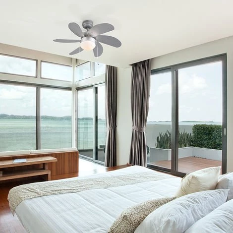 QAZQA Fresh - Ventilateur De Plafond Moderne - 1 Lumière - Ø 800 Mm - Gris - Moderne - Éclairage Intérieur - Salon I Chambre I Cuisine I Salle à Manger - Gris â Image 2