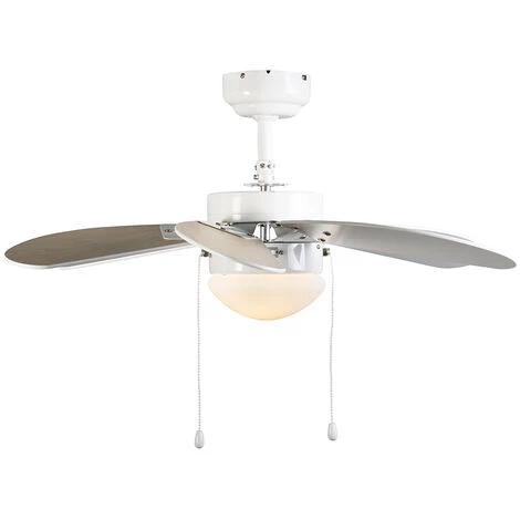 QAZQA Fresh - Ventilateur De Plafond Moderne - 1 Lumière - Ø 800 Mm - Blanc - Moderne - Éclairage Intérieur - Salon I Chambre I Cuisine I Salle à Manger - Blanc â Image 5