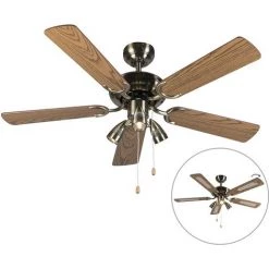 QAZQA Mistral - Ventilateur De Plafond Moderne - 3 Lumière - Ø 1100 Mm - Bronze - Moderne - Éclairage Intérieur - Salon I Chambre I Cuisine I Salle à Manger - Bronze