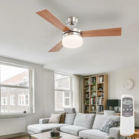 Ventilateur De Plafond Ventilateur Télécommande éclairage Plafonnier Plafonnier Télécommande Métal Verre MDF Pales Réversibles Globo Alana 0333 â Image 2