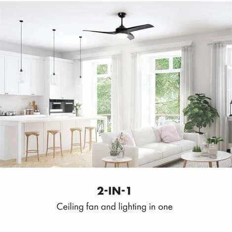 Klarstein Figo Ventilateur De Plafond 52" (132 Cm) Ø, Puissance : 55 Watts, Noir â Image 2