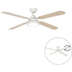 QAZQA Fanattic - LED Ventilateur De Plafond Moderne - 1 Lumière - Ø 1330 Mm - Blanc - Moderne - Éclairage Intérieur - Salon I Chambre I Cuisine I Salle à Manger - Blanc
