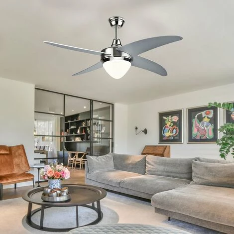 Ventilateur De Plafond LED Refroidisseur De Pièce TÉLÉCOMMANDE Lampe De Jour Ventilateur Minuterie Argent V-TAC 7915 – Image 2