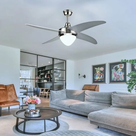 Ventilateur De Plafond LED Refroidisseur De Pièce TÉLÉCOMMANDE Lampe De Jour Ventilateur Minuterie Argent V-TAC 7915 – Image 3