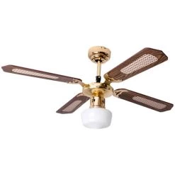 V-TAC Ventilateur De Plafond Avec Interrupteur à Tirette Fan Light Summer Winter Ventilateur De Plafond 3 Niveaux, Verre Opale, MDF Marron, 1x E27, D 105 Cm