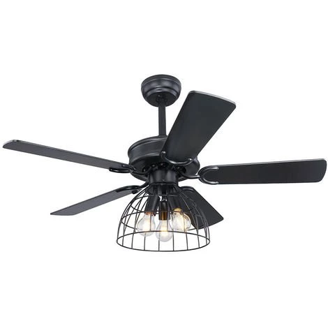 ETC-SHOP Ventilateur De Plafond Design Lampe Réversible Lumière à 3 étages Télécommande Salon Refroidisseur Ventilateur Minuterie