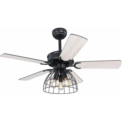 ETC-SHOP Ventilateur De Plafond Design Lampe Réversible Lumière à 3 étages Télécommande Salon Refroidisseur Ventilateur Minuterie â Image 4