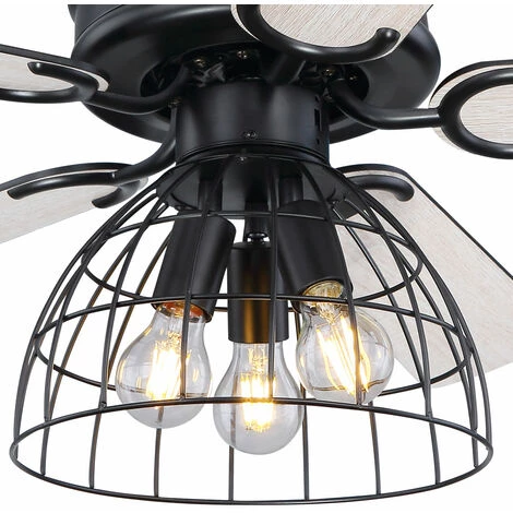 ETC-SHOP Ventilateur De Plafond Design Lampe Réversible Lumière à 3 étages Télécommande Salon Refroidisseur Ventilateur Minuterie â Image 5