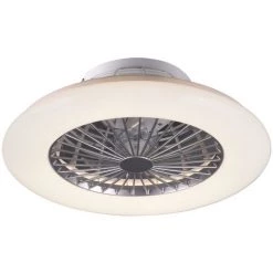 ETC-SHOP Ventilateur De Plafond Avec éclairage Plafonnier Salon, Télécommande Dimmable Veilleuse Minuterie Effet Ciel étoilé, Couleur Titane, 1x LED 30W 2200Lm 300-6500K, DxH 50x16cm