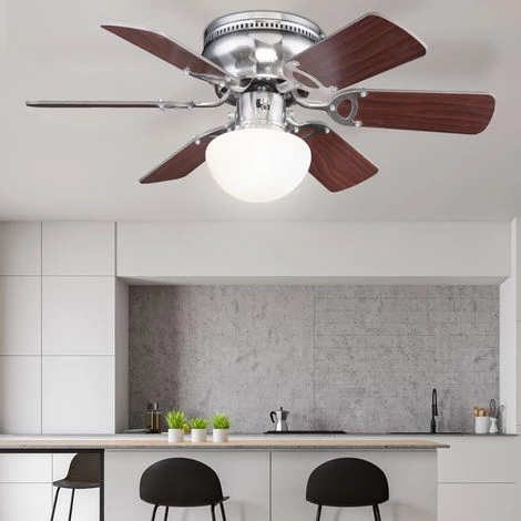 ETC-SHOP Ventilateur De Plafond Lampe Interrupteur Salon Salle à Manger Refroidisseur D'air Luminaire Graphite Wengé â Image 2