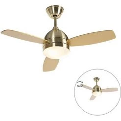 QAZQA Rotar - Ventilateur De Plafond Moderne - 2 Lumière - Ø 960 Mm - Laiton - Moderne - Éclairage Intérieur - Salon I Chambre I Cuisine I Salle à Manger - Laiton