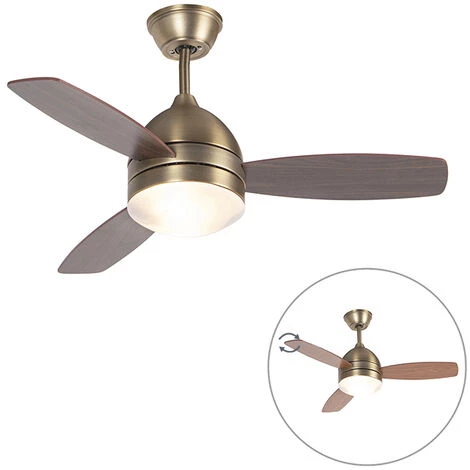 QAZQA Rotar - Ventilateur De Plafond Moderne - 2 Lumière - Ø 960 Mm - Bronze - Moderne - Éclairage Intérieur - Salon I Chambre I Cuisine I Salle à Manger - Bronze
