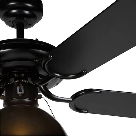 QAZQA Magna Licht88 - Ventilateur De Plafond Industriel - 1 Lumière - Ø 1300 Mm - Noir - Rustique - Éclairage Intérieur - Salon I Chambre I Cuisine I Salle à Manger â Image 2
