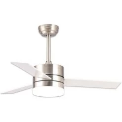 LÚZETE - VENTILATEUR DE PLAFOND LED LORENZO 16W 3 PALES NICKEL - Nickel
