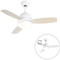 QAZQA Rotar - Ventilateur De Plafond Moderne - 2 Lumière - Ø 960 Mm - Blanc - Moderne - Éclairage Intérieur - Salon I Chambre I Cuisine I Salle à Manger - Blanc