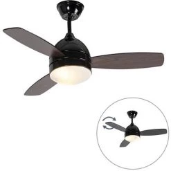 QAZQA Rotar - Ventilateur De Plafond Moderne - 2 Lumière - Ø 960 Mm - Noir - Moderne - Éclairage Intérieur - Salon I Chambre I Cuisine I Salle à Manger - Noir