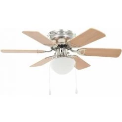 Hommoo Ventilateur De Plafond Orne Avec Lumiere 82 Cm Marron Clair HDV30443