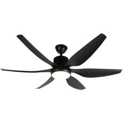 QAZQA Tak - LED Dimmable Ventilateur De Plafond Moderne Variateur Inclus - 1 Lumière - Ø 137 Cm - Noir - Moderne - Éclairage Intérieur - Salon I Chambre I Cuisine I Salle à Manger - Noir