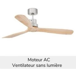 FARO BARCELONA Ventilateur De Plafond Lantau Ø 132 Cm Sans LED - Beige - Noyer - Faro - 33373 - Nickel