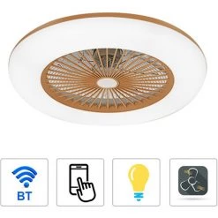 ASUPERMALL Ventilateur De Plafond Dore 110V, Avec Eclairage A Gradation De La Lumiere Led App Controle De Telephone Portable, Avec Telecommande (Sans Batterie) Pour Chambre, Salon Et Salle A Manger