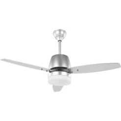 BELIANI Ventilateur De Plafond Argenté Avec Lampe Blanche - Argenté
