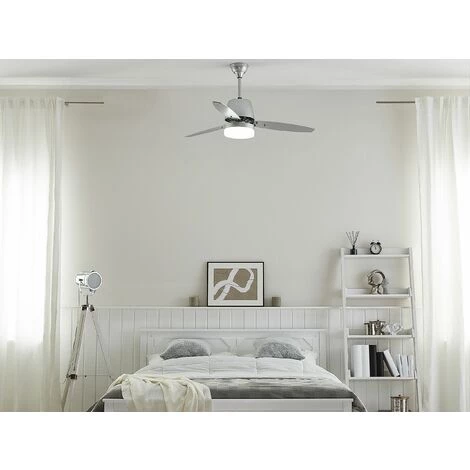 BELIANI Ventilateur De Plafond Argenté Avec Lampe Blanche - Argenté â Image 2