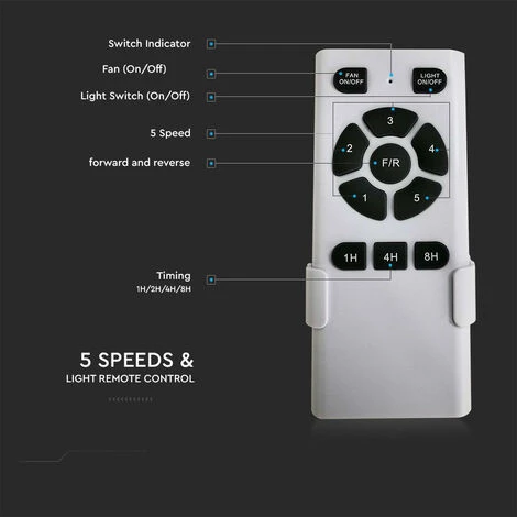 Ventilateur De Plafond Refroidisseur Lampe Minuterie Ventilateur TÉLÉCOMMANDE Argent V-TAC 7918 â Image 2