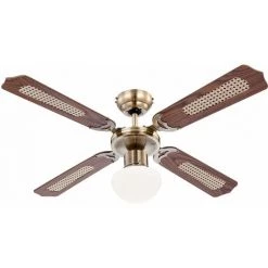 ETC-SHOP Ventilateur De Plafond Avec Interrupteur à Tirette Lampe Pour Ventilateur De Plafond Ventilateur à 3 Vitesses Avec Télécommande Plafonnier, Soufflage/retour, Verre Tressé, 1x LED 7W 560Lm, D 106,6 Cm