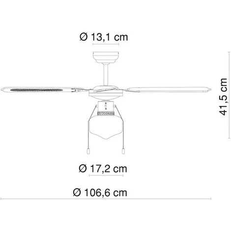 ETC-SHOP Ventilateur De Plafond LED Avec Interrupteur à Tirette Plafonnier Ventilateur Plafonnier Ventilateur 3 Niveaux, Avant-retour, Verre Maille Chêne Laiton Antique, 1x LED 4W 320Lm, D 106,6 Cm – Image 4
