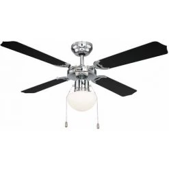 ETC-SHOP Ventilateur De Plafond LED Avec éclairage Tirette 3 Marches Avant/arrière, Pales Réversibles 106,6 Cm
