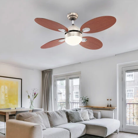 ETC-SHOP Ventilateur De Plafond Avec éclairage Et Télécommande, Lampe Ventilateur, Ventilateur De Plafond, été/hiver, Interrupteur à Tirette Avant/arrière, Pales Réversibles, 1x LED RGB 4W 300Lm, D 106,6 Cm – Image 5