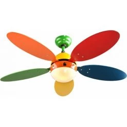 ETC-SHOP Ventilateur De Plafond Avec Changeur De Couleurs LED-RGB Télécommande Pour Chambre D'enfant Dimmable 3 Niveaux 106,6 Cm