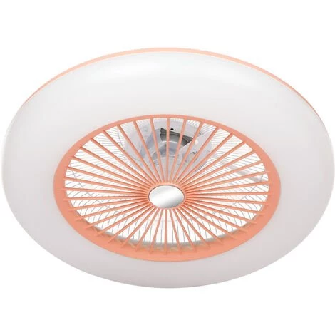 HAPPYSHOPPING Ventilateur De Plafond Avec Eclairage Ventilateur De Plafond Ventilateur De Plafond Lumiere LED Vitesse Du Vent Reglable Avec Telecommande Sans Batterie 36W, Rose 200-240V