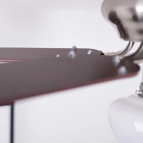 ETC-SHOP Ventilateur De Plafond Hêtre Brun 3 Vitesses Ventilateur Interrupteur à Tirette Lampe De Salon Lampe En Verre Opale été Mode Hiver