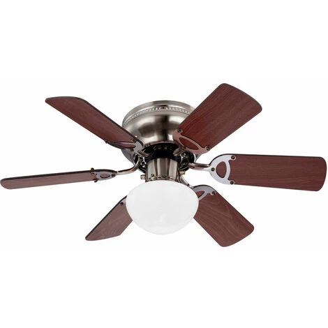 ETC-SHOP Ventilateur De Plafond Hêtre Brun 3 Vitesses Ventilateur Interrupteur à Tirette Lampe De Salon Lampe En Verre Opale été Mode Hiver â Image 4