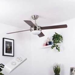 ETC-SHOP Ventilateur De Plafond Avec éclairage LED, Télécommande, 3 Marches Avant/arrière, Pales Réversibles 132 Cm