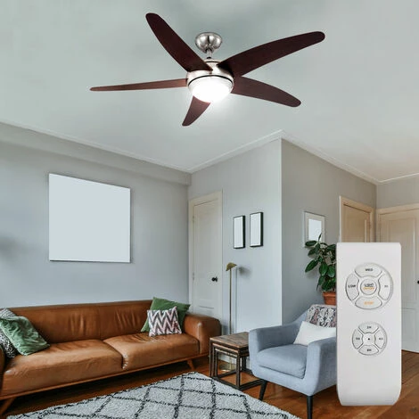 ETC-SHOP Ventilateur De Plafond LED Avec Télécommande 3 Marches Avant Et Arrière Argent 132 Cm – Image 4