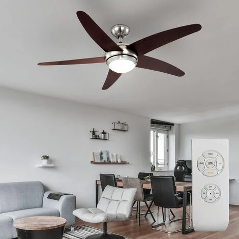 ETC-SHOP Ventilateur De Plafond LED Avec Télécommande 3 Marches Avant Et Arrière Argent 132 Cm – Image 5