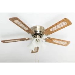PEPéO Ventilateur De Plafond Kisa Deluxe AB Chêne / Noyer Avec éclairage