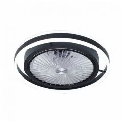 Ventilateur LED Dimmable 56w PAMPERO Noir Lames Intérieures Avec Télécommande FABRILAMP