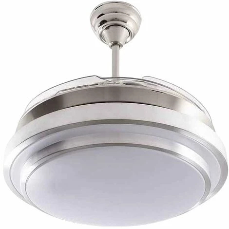 Ventilateur Nickel SELENE DC, Led 36w De 4 Pales Transparentes FABRILAMP