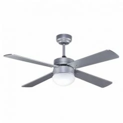 Ventilateur De Plafond Argenté TRAMONTANA Avec Commande Légère Et à Distance, FABRILAMP.
