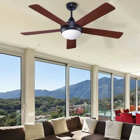 Ventilateur Rustique De Plafond Avec La Télécommande Brune De BIRUJI De FABRILAMP â Image 2