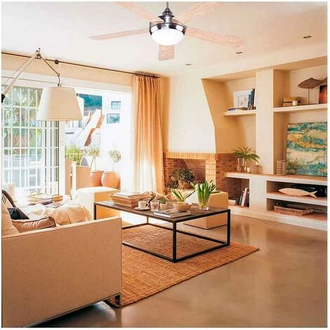 Ventilateur Rustique De Plafond Avec La Télécommande Brune De BIRUJI De FABRILAMP â Image 3