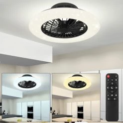 ETC-SHOP Ventilateur De Plafond Avec éclairage Et Télécommande Plafonnier Silencieux Avec Ventilateur à Intensité Variable, Minuterie De Veilleuse CCT Effet étoile, 30 Watt LED 1800lm 3000-6500K, 50 Cm