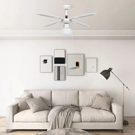 VidaXL Ventilateur De Plafond Avec Lampe 106 Cm Blanc - Blanc