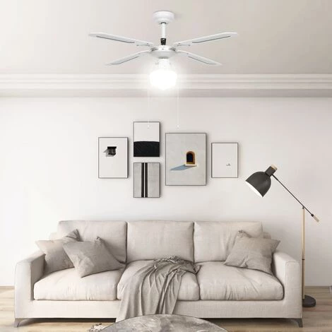 VidaXL Ventilateur De Plafond Avec Lampe 106 Cm Blanc - Blanc â Image 3